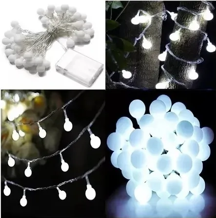 [LZ-04 BOLITA A PILA] Guirnalda LED “Bolita” Pila - 3mts/20bol Blanco Frio
