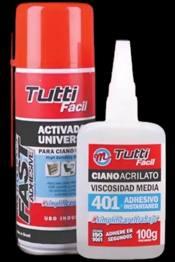 [kit ciano] Kit Acelerador x200cc + Cianoacrilato 401 x100g Tutti Facil
