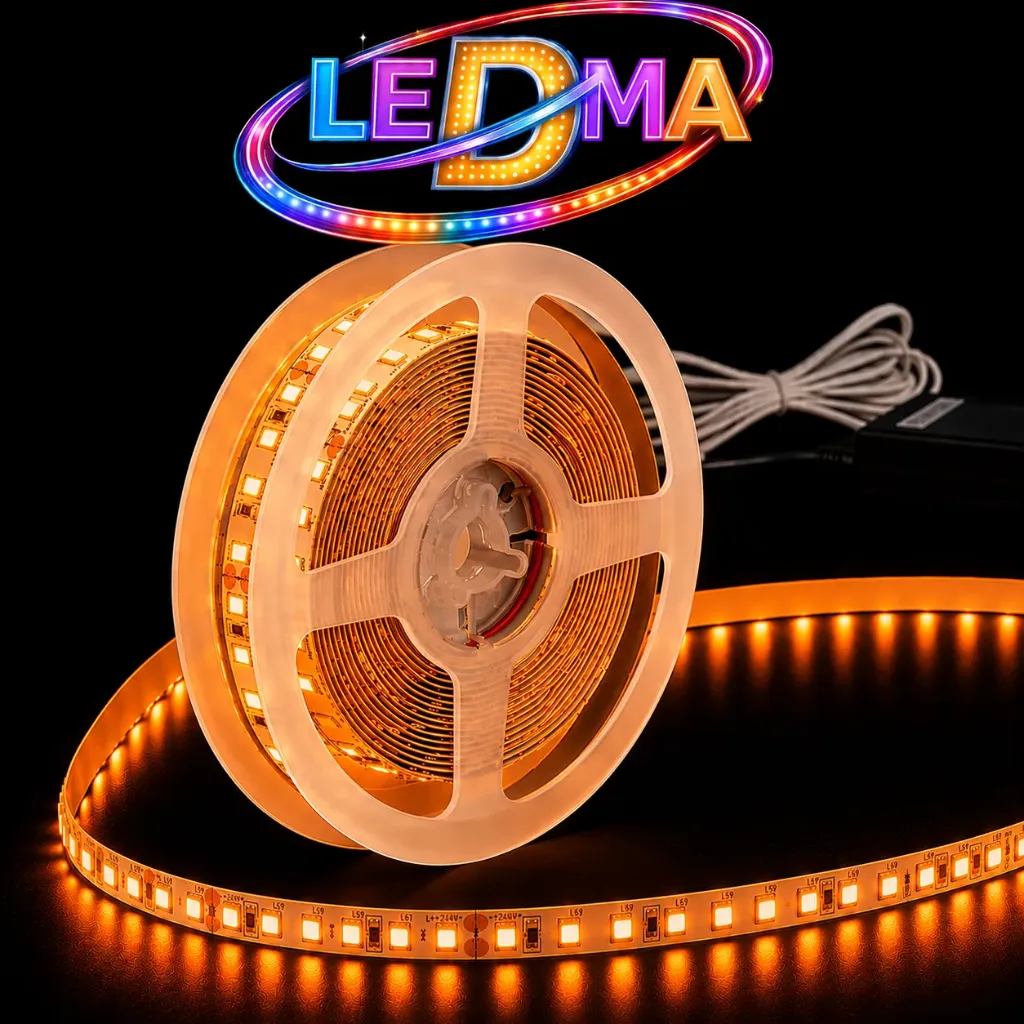 Tira LED 12V - 18w SMD 2835 - 120 LED/m - IP20 interior - 8mm (NARANJA) ROLLO X 5METROS