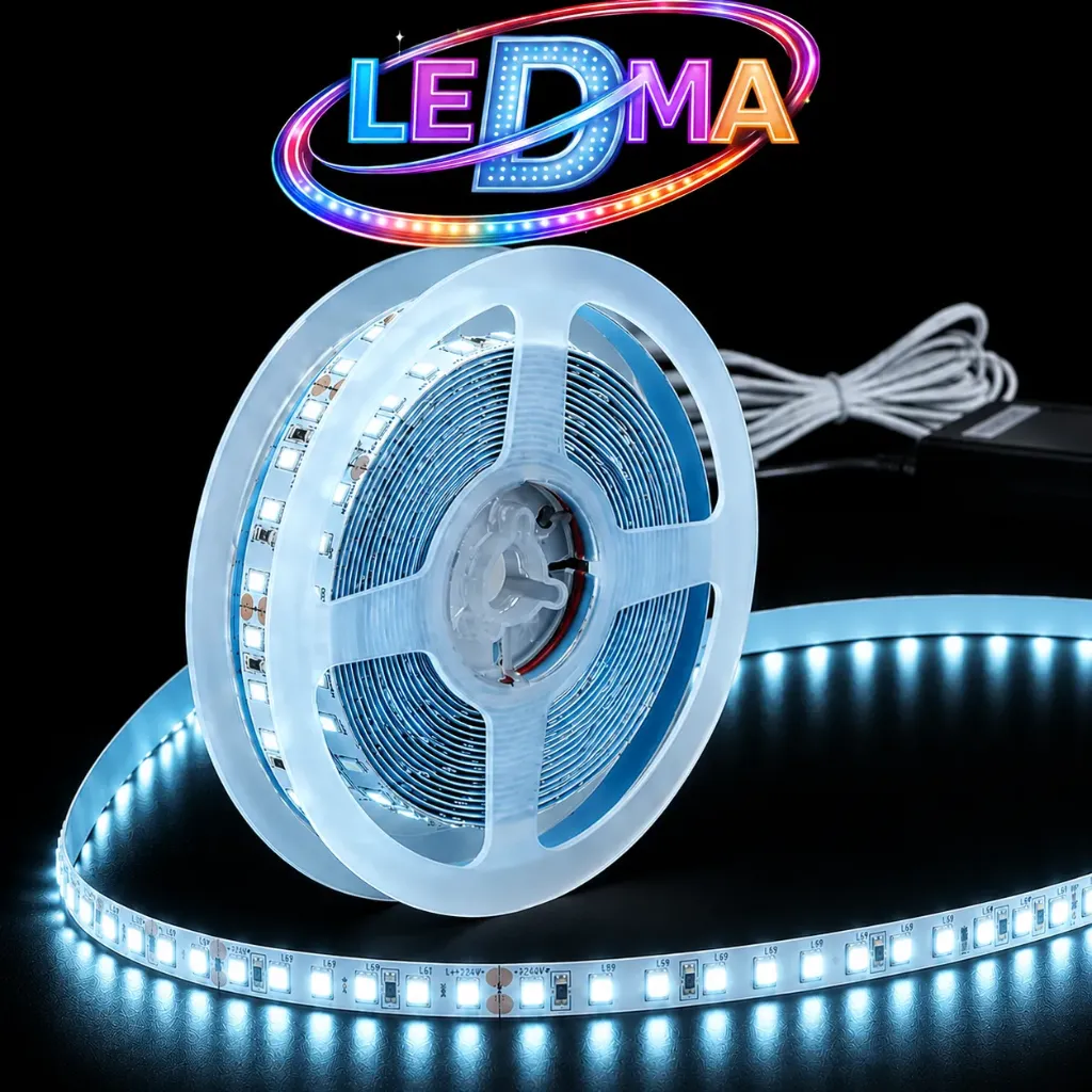 Tira LED 12V - 18w SMD 2835 - 120 LED/m - IP20 interior - 8mm (CELESTE) ROLLO X 5METROS