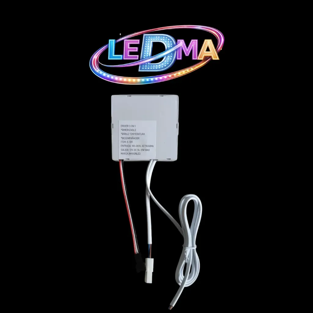 [E-1011] Driver 3 en 1 Touch  - Color Doble temperatura Dimerizable + Fuente integrada 220v entrada / 12V salida + Desempañador