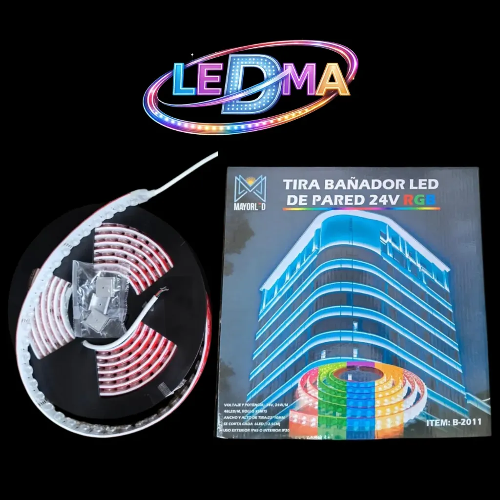 [B-2011] Tira Bañador RGB 24V – 24W/m – IP65 Exterior – Rollo x5mts