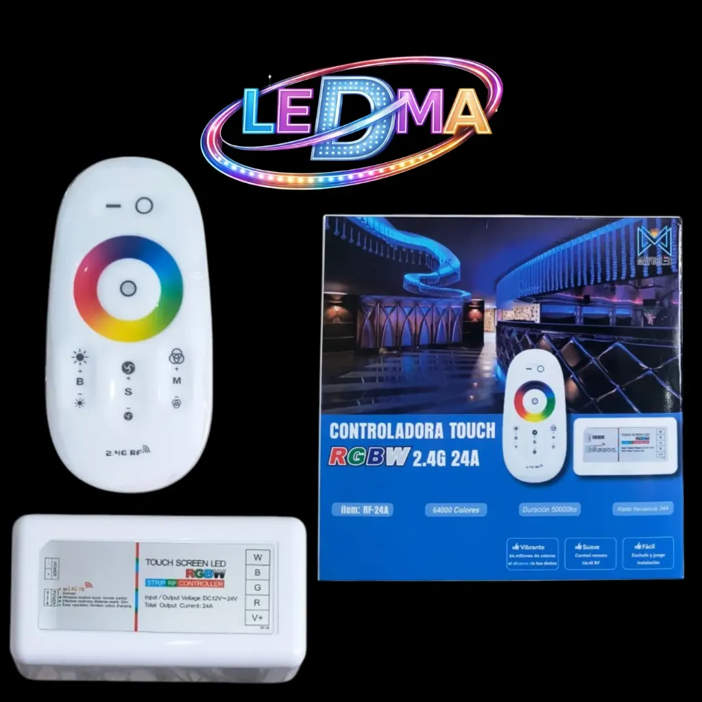 [RF-24A-RGBW] Controladora Touch RGBW / RGBWW RF-24A – 12V/24V – 2.4G 24A