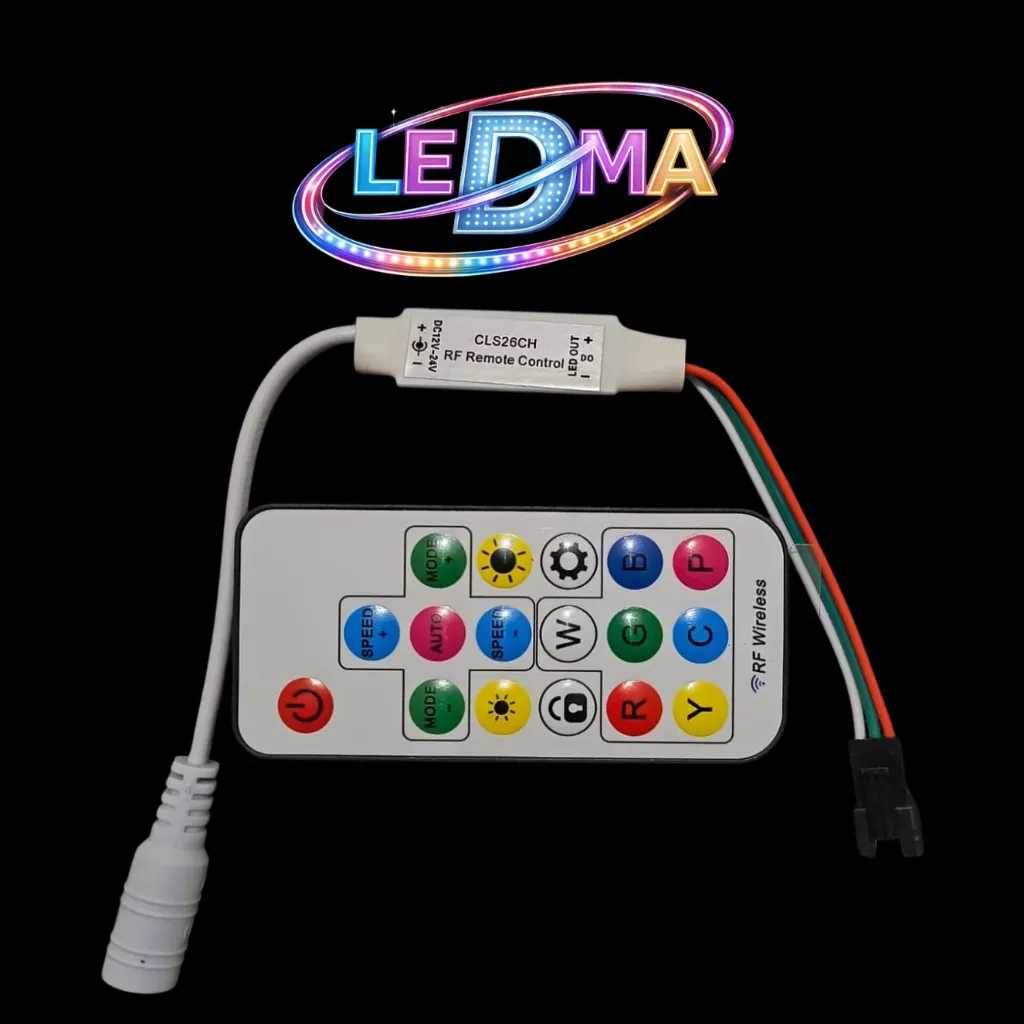 [h-17keys] Controladora RF Wireless para Pixel LED – 5V/12V/24V