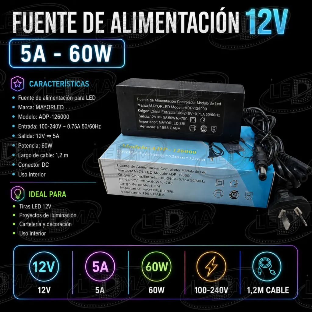 Fuente estándar DC 12V 5A