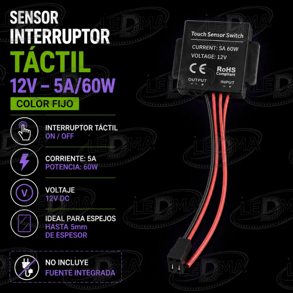 [tk121s] Sensor Interruptor Táctil 12V – 5A/60W – Color Fijo